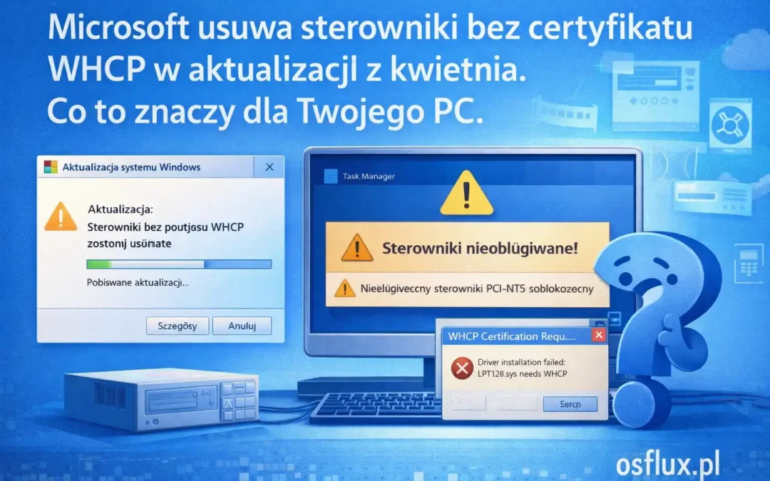 Microsoft usuwa sterowniki bez certyfikatu WHCP w aktualizacji z kwietnia. Co to znaczy dla Twojego PC.