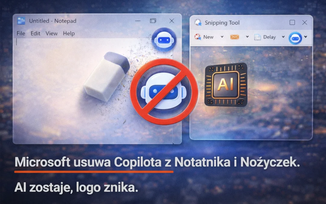 Microsoft usuwa Copilota z Notatnika i Nożyczek. AI zostaje, logo znika.
