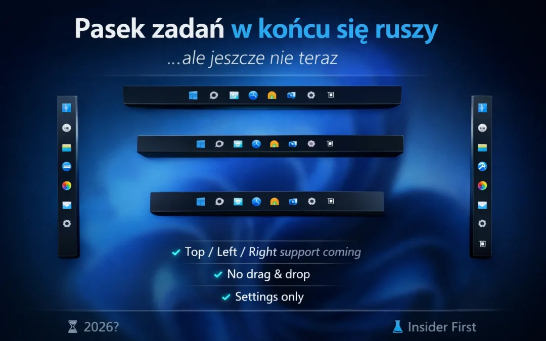 Pasek zadań w Windows 11 w końcu się ruszy. Ale jeszcze nie teraz — oto co wiadomo o tej zmianie.