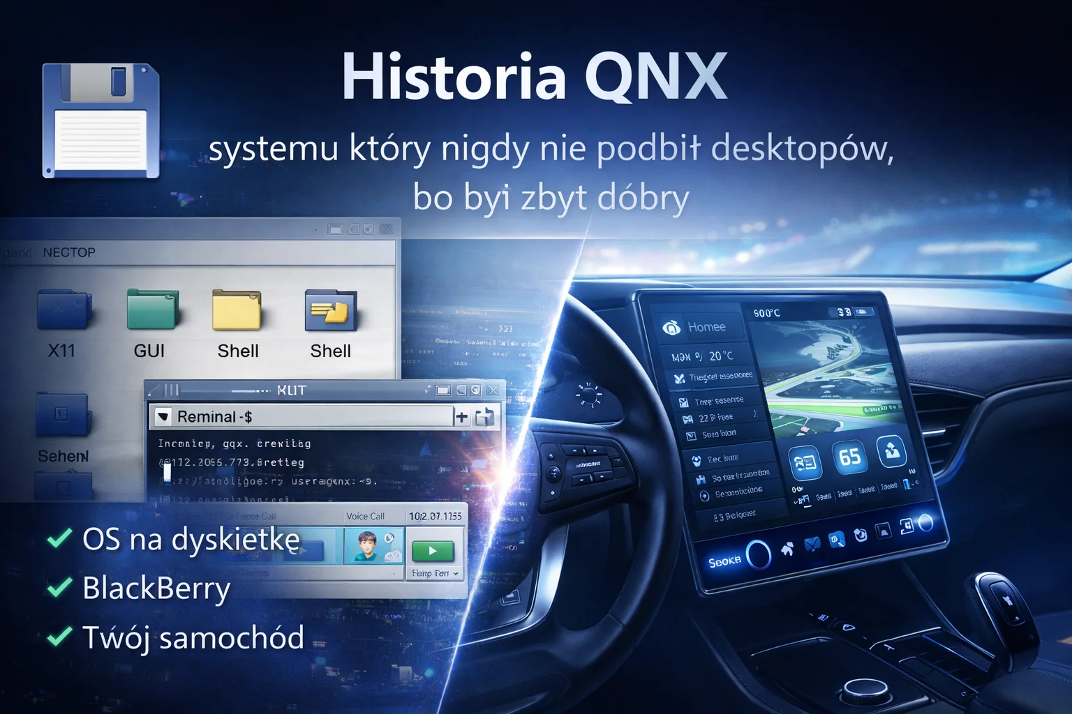 System operacyjny który zmieścił się na dyskietce, ożywił BlackBerry i jedzie w Twoim samochodzie. Historia QNX — systemu który nigdy nie podbił desktopów, bo był zbyt dobry.