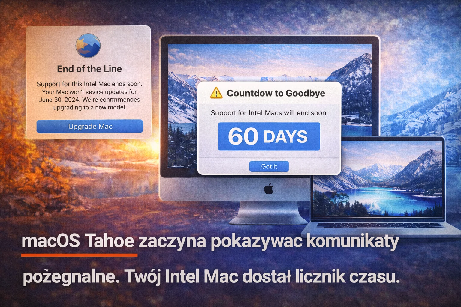 macOS Tahoe zaczyna pokazywać komunikaty pożegnalne. Twój Intel Mac dostał licznik czasu.