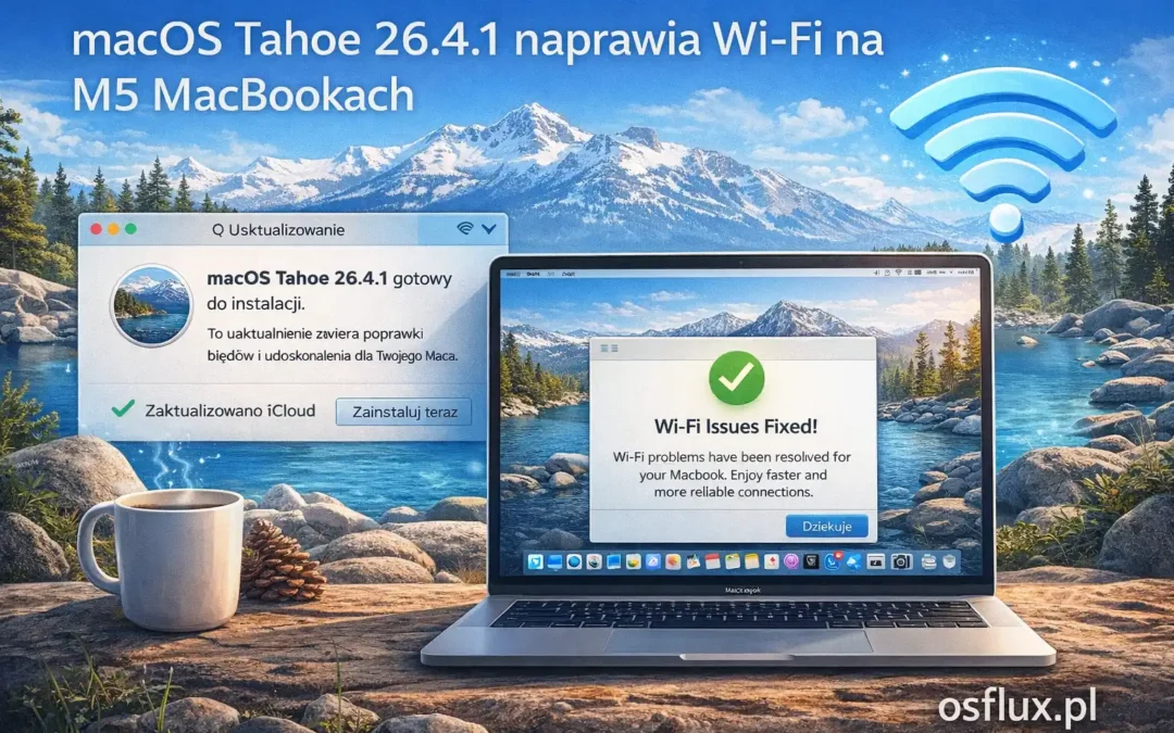 macOS Tahoe 26.4.1 naprawia Wi-Fi na MacBookach M5. Zainstaluj jeśli masz problem z siecią w pracy