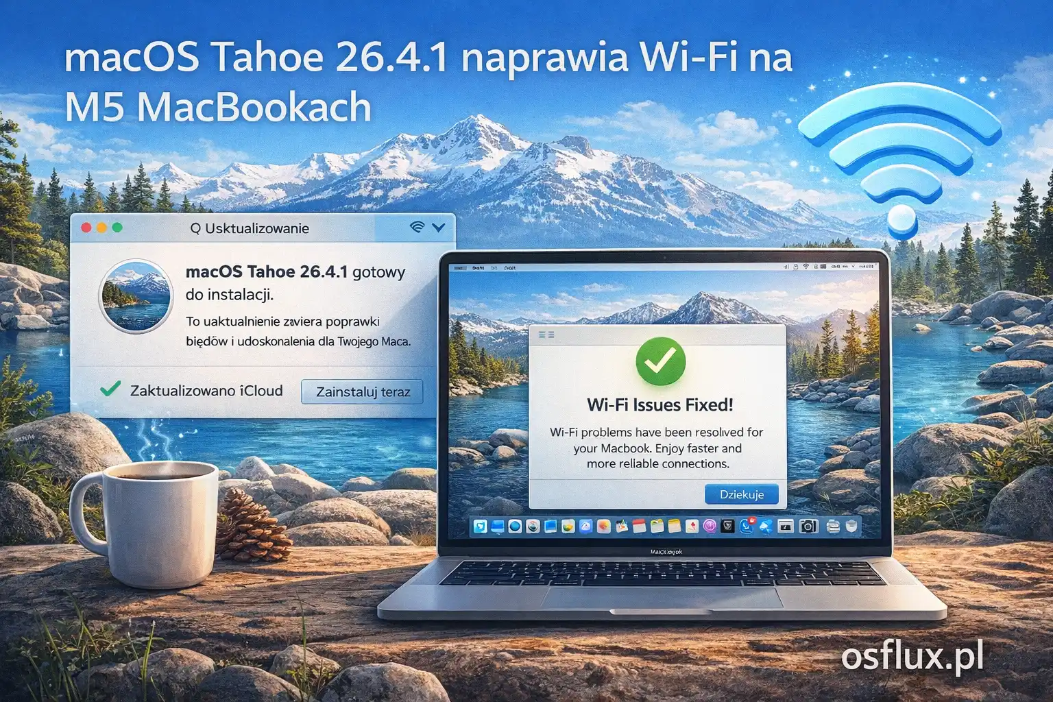 macOS Tahoe 26.4.1 naprawia Wi-Fi na MacBookach M5. Zainstaluj jeśli masz problem z siecią w pracy
