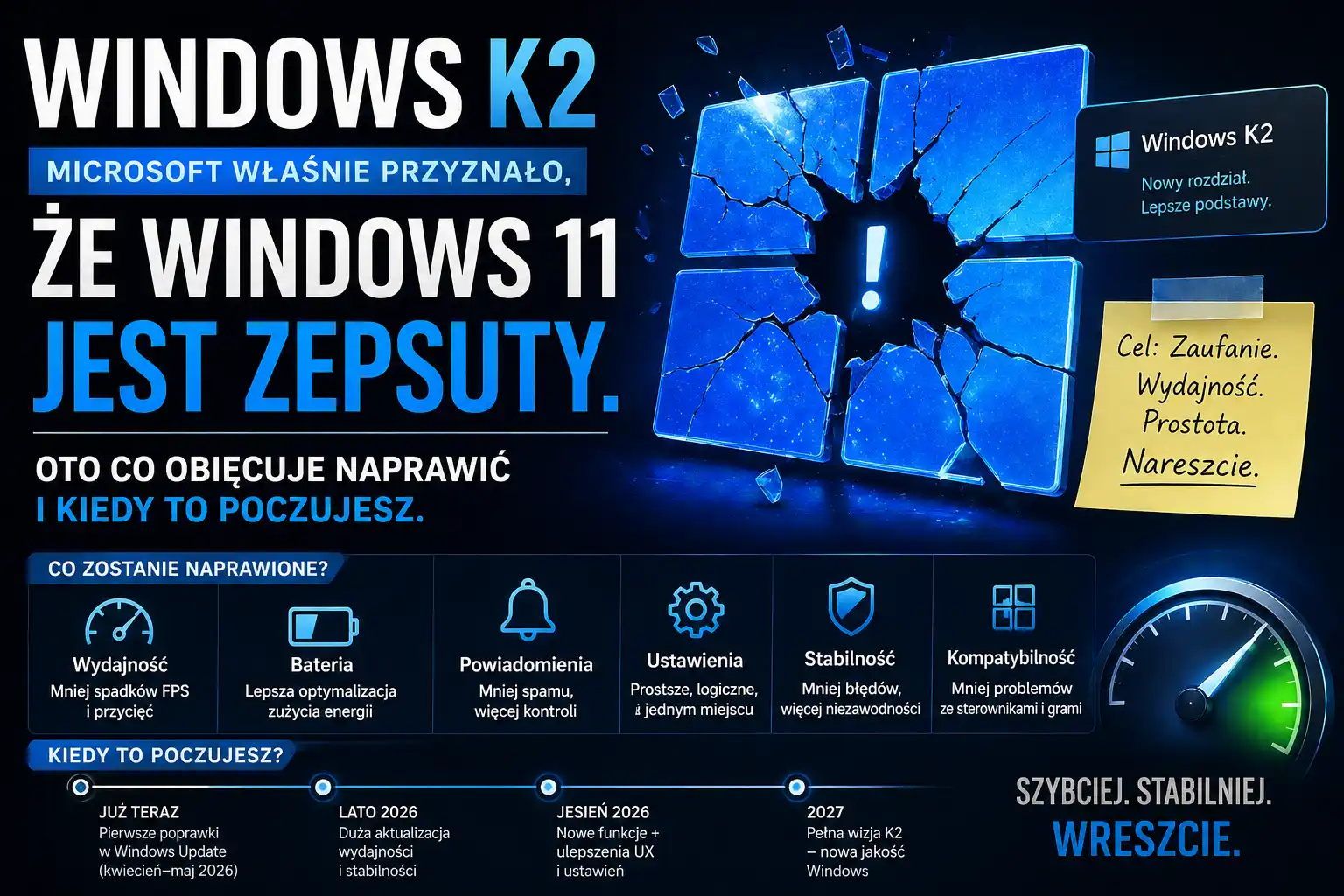 Windows K2 — Microsoft właśnie przyznało że Windows 11 jest zepsuty. Oto co obiecuje naprawić i kiedy to poczujesz.
