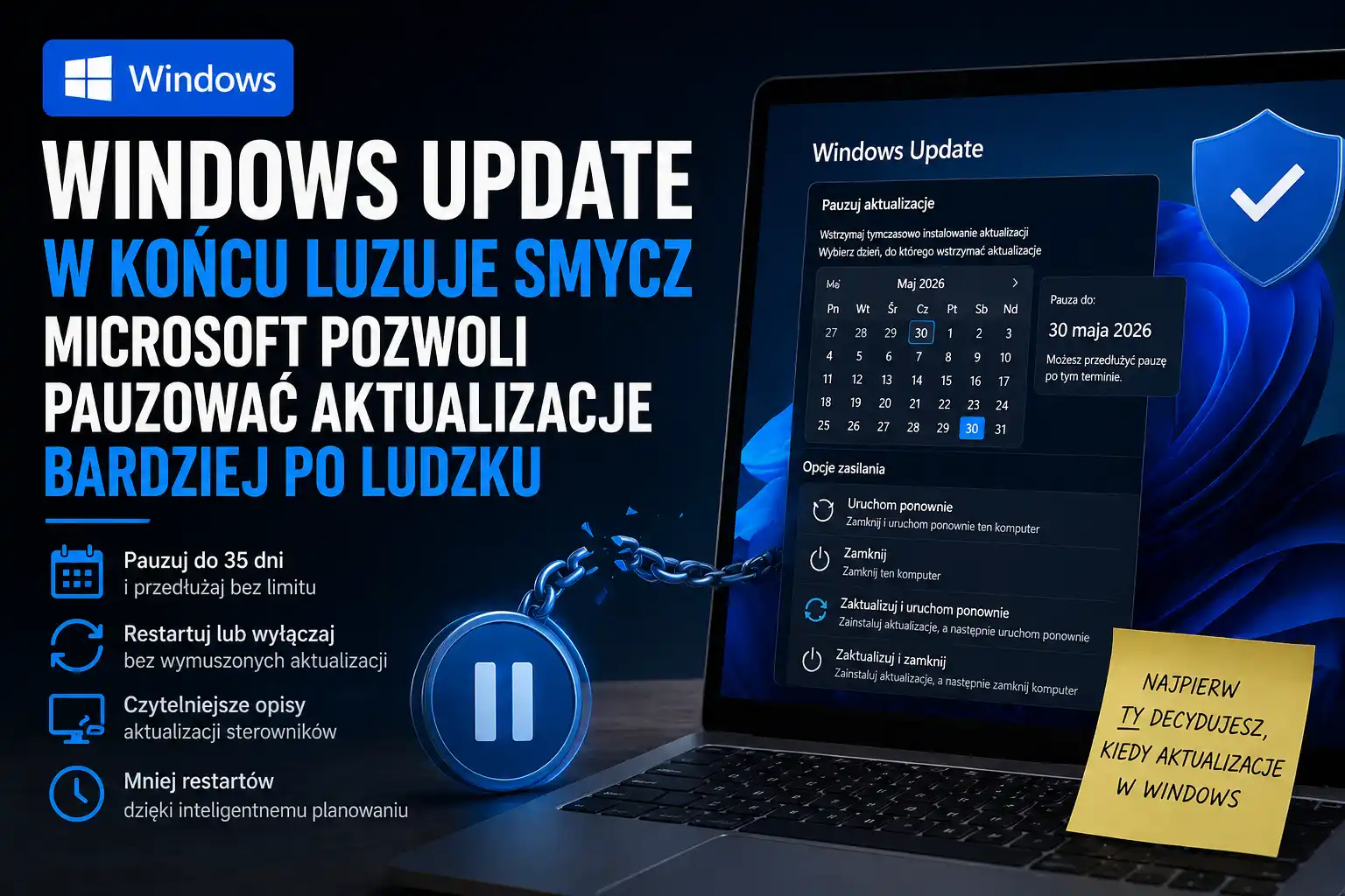 Windows Update w końcu luzuje smycz. Microsoft pozwoli pauzować aktualizacje bardziej po ludzku