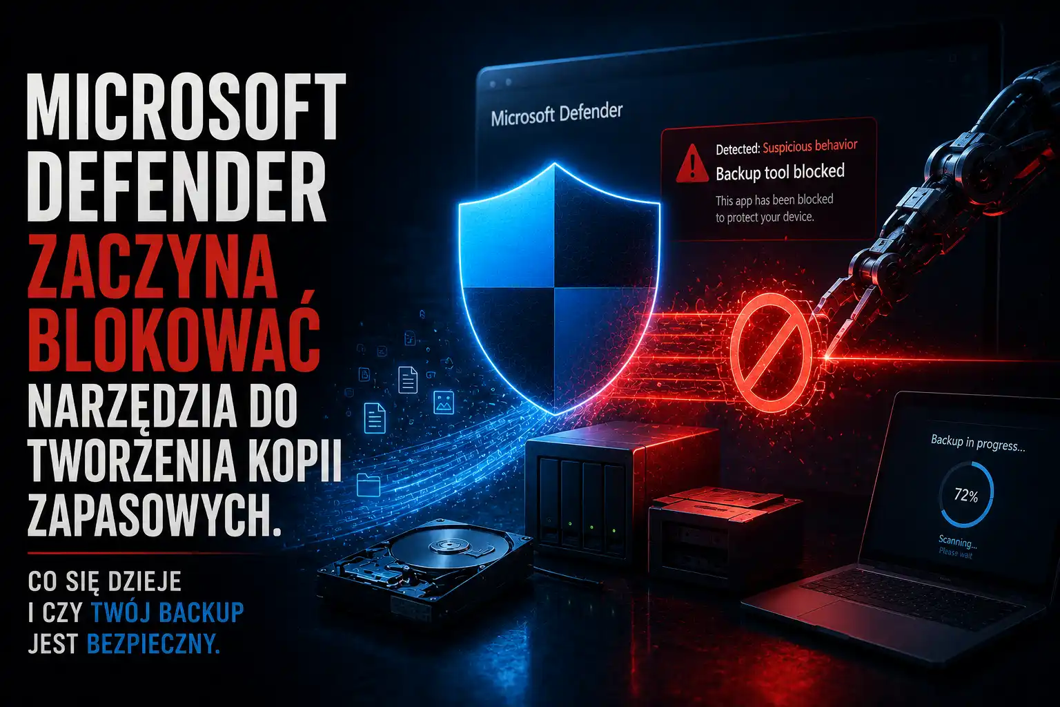 Microsoft Defender zaczyna blokować narzędzia do tworzenia kopii zapasowych. Co się dzieje i czy Twój backup jest bezpieczny.