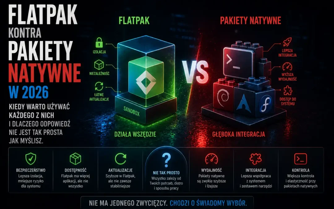 Flatpak kontra pakiety natywne w 2026: kiedy warto używać każdego z nich i dlaczego odpowiedź nie jest tak prosta jak myślisz.