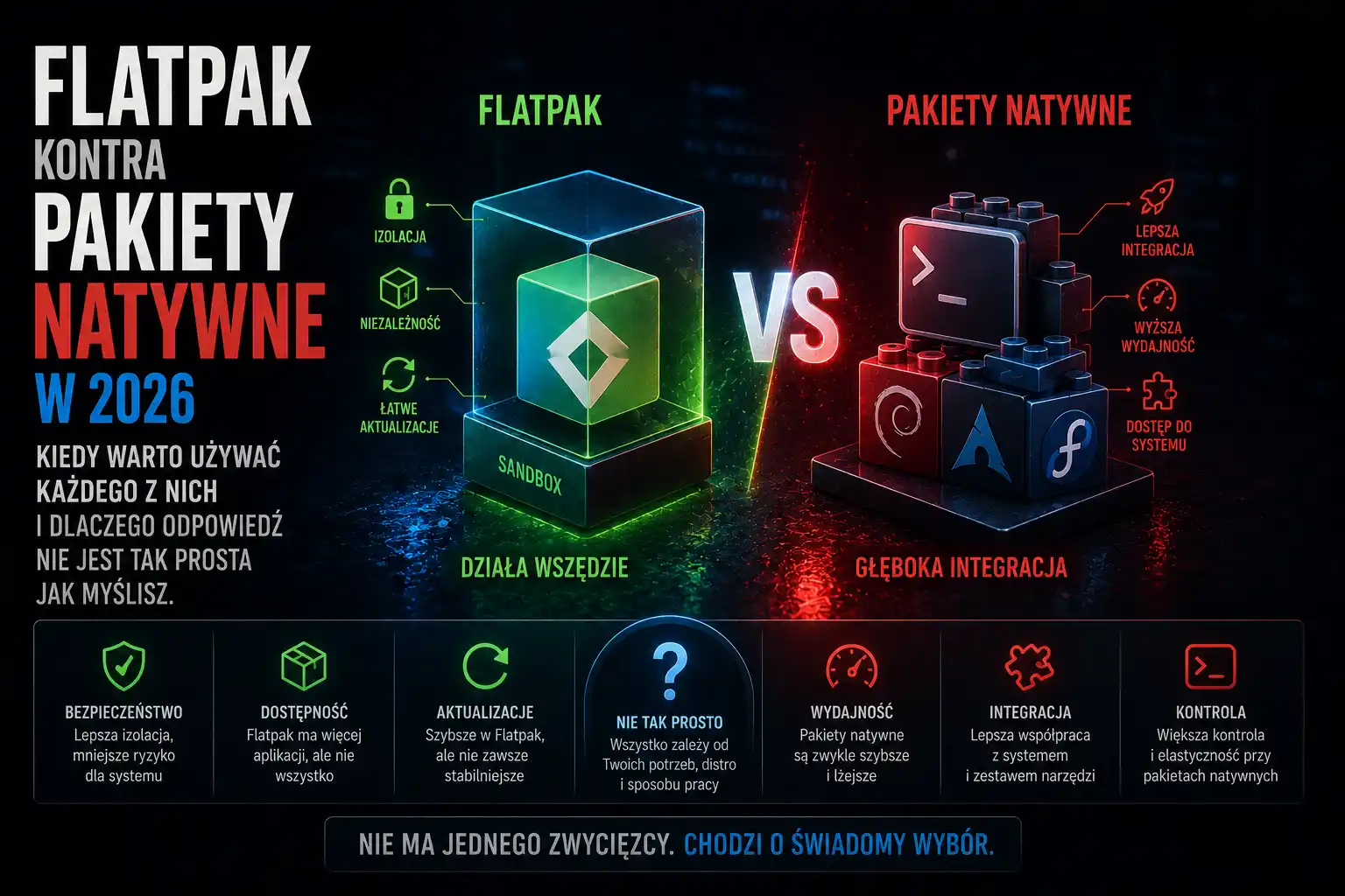 Flatpak kontra pakiety natywne w 2026: kiedy warto używać każdego z nich i dlaczego odpowiedź nie jest tak prosta jak myślisz.